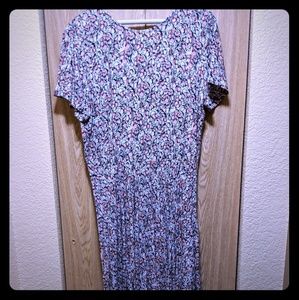 Pink and brown floral midi dress